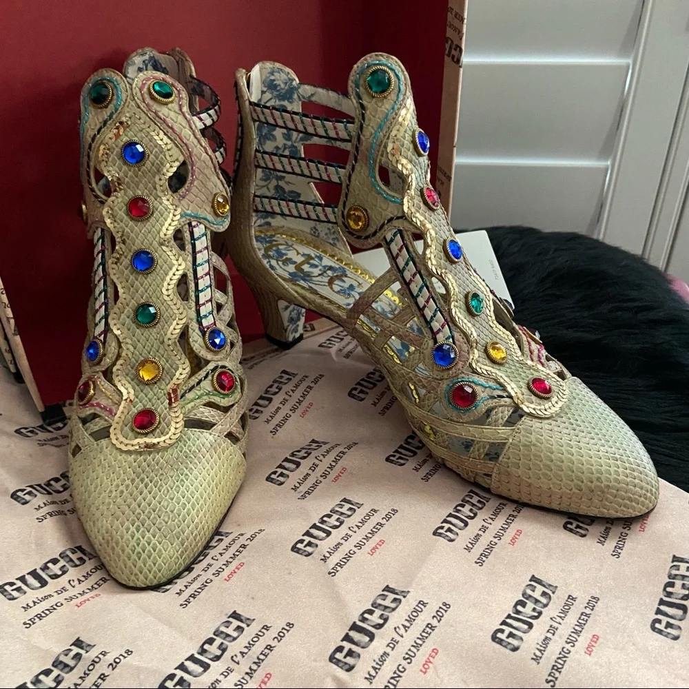 Gucci Python Multicolor Gem Booties - Picture 3 of 10